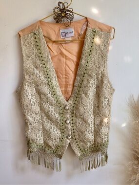 Vintage Lace Fringe Vest